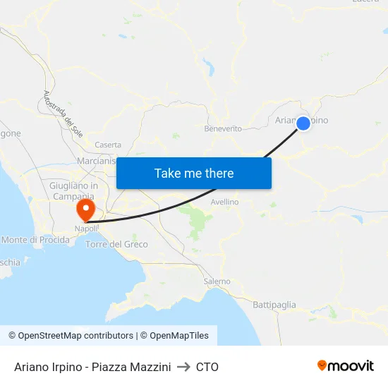 Ariano Irpino - Piazza Mazzini to CTO map