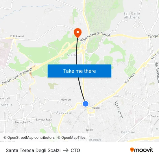 Santa Teresa Degli Scalzi to CTO map