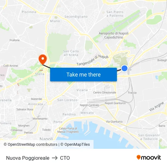 Nuova Poggioreale to CTO map