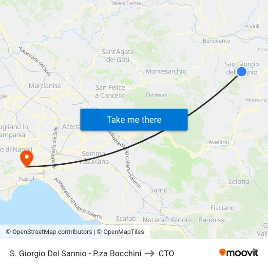 S. Giorgio Del Sannio - P.za Bocchini to CTO map