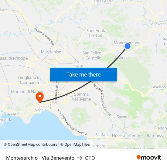 Montesarchio - Via Benevento to CTO map
