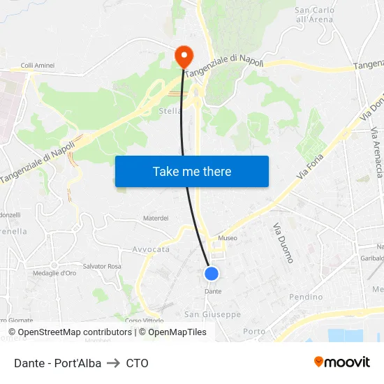 Dante - Port'Alba to CTO map