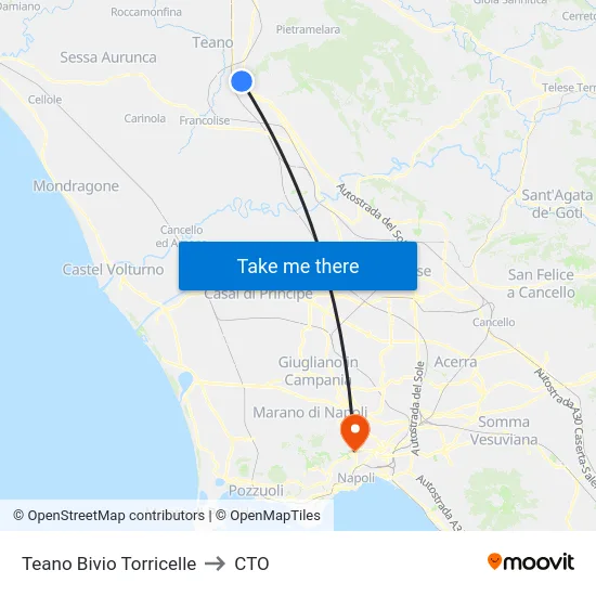 Teano Bivio Torricelle to CTO map