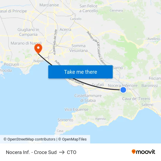 Nocera Inf. - Croce Sud to CTO map