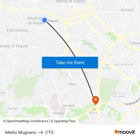 Melito Mugnano to CTO map