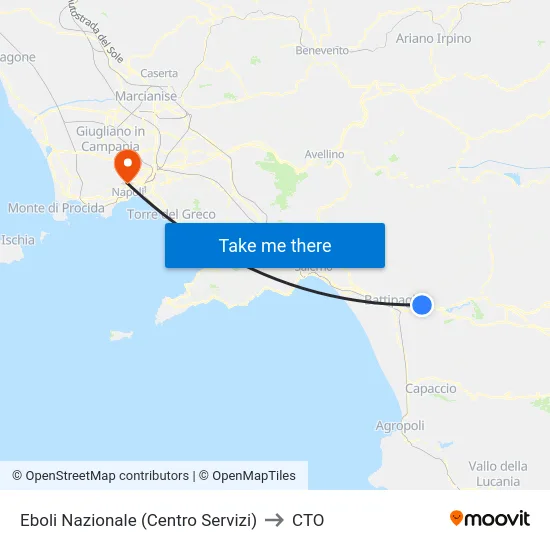 Eboli Nazionale (Centro Servizi) to CTO map