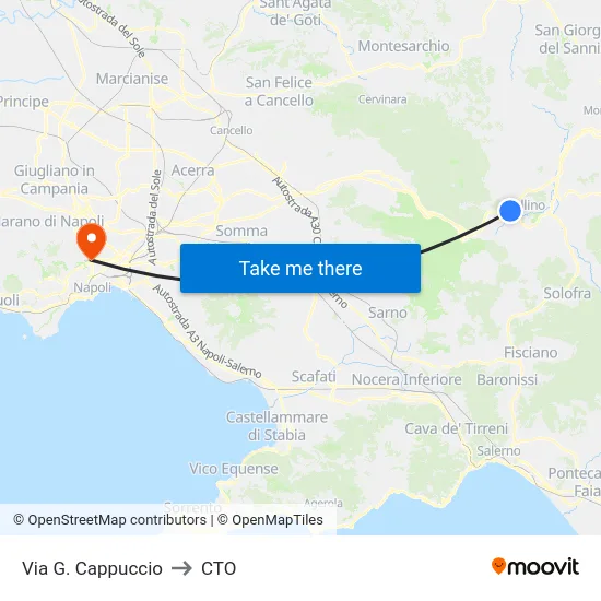 Via G. Cappuccio to CTO map