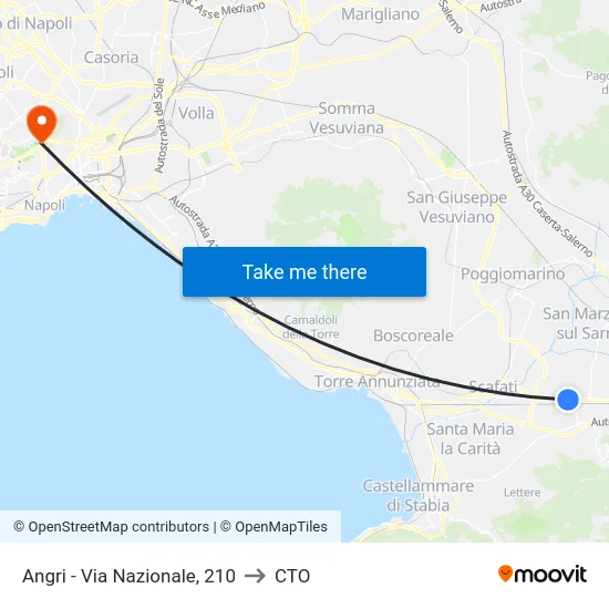 Angri - Via Nazionale, 210 to CTO map