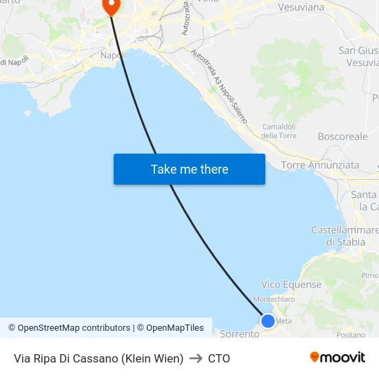 Via Ripa Di Cassano (Klein Wien) to CTO map