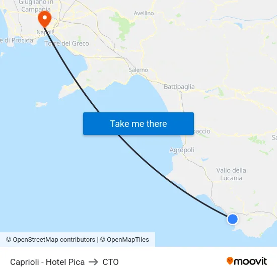 Caprioli - Hotel Pica to CTO map