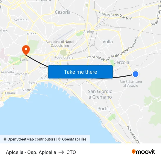 Apicella - Osp. Apicella to CTO map