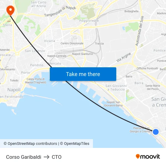 Corso Garibaldi to CTO map