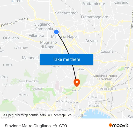 Stazione Metro Giugliano to CTO map
