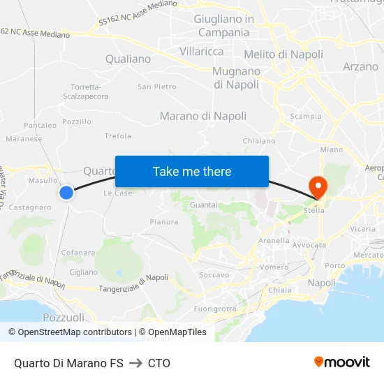 Quarto Di Marano FS to CTO map