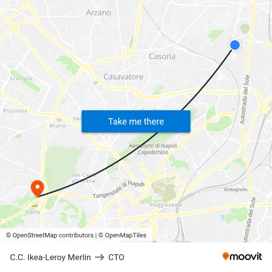 C.C. Ikea-Leroy Merlin to CTO map