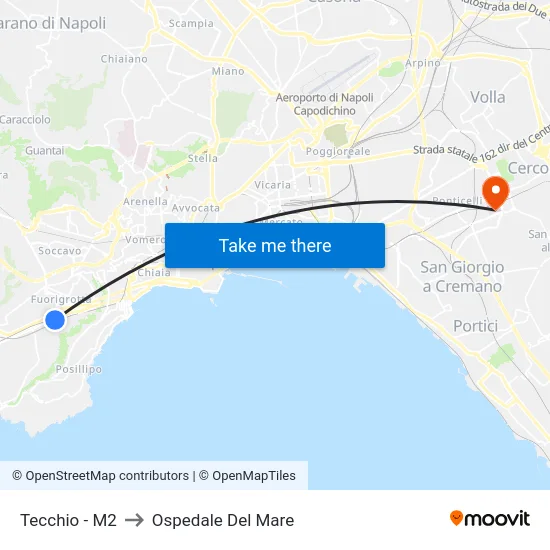 Tecchio - M2 to Ospedale Del Mare map