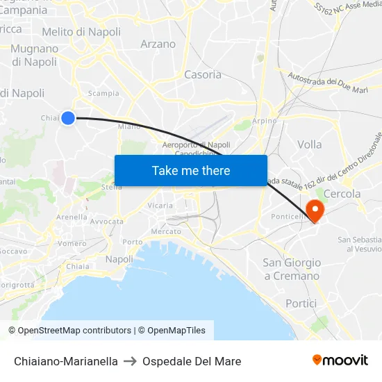 Chiaiano-Marianella to Sea Hospital map