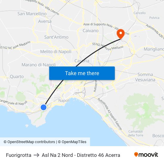 Fuorigrotta to Asl Na 2 Nord - Distretto 46 Acerra map