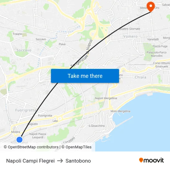 Napoli Campi Flegrei to Santobono map