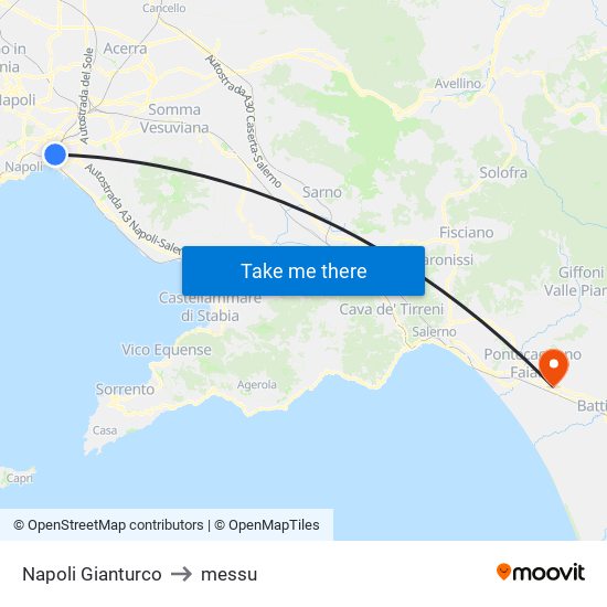 Napoli Gianturco to messu map