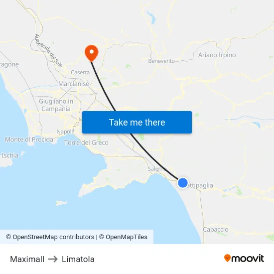 Maximall to Limatola map