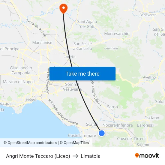 Angri Monte Taccaro (Liceo) to Limatola map