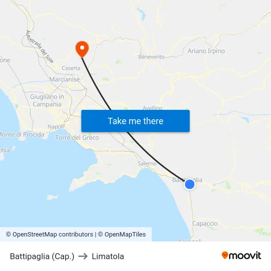 Battipaglia (Cap.) to Limatola map