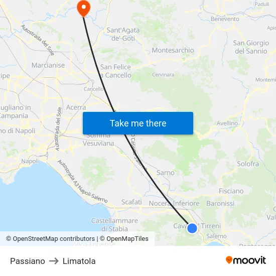 Passiano to Limatola map