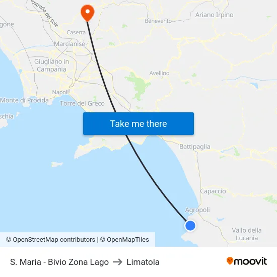 S. Maria - Bivio Zona Lago to Limatola map