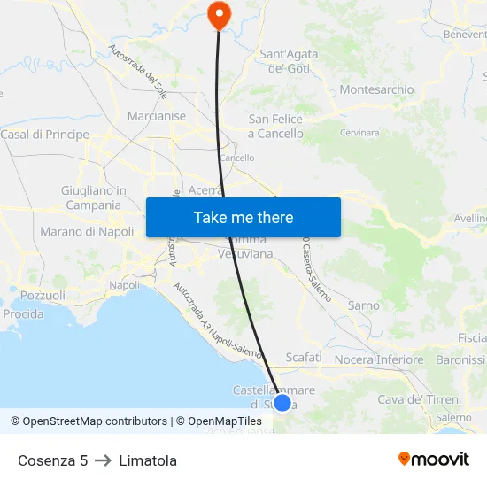Cosenza 5 to Limatola map