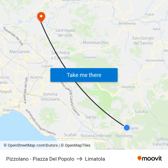 Pizzolano - Piazza Del Popolo to Limatola map