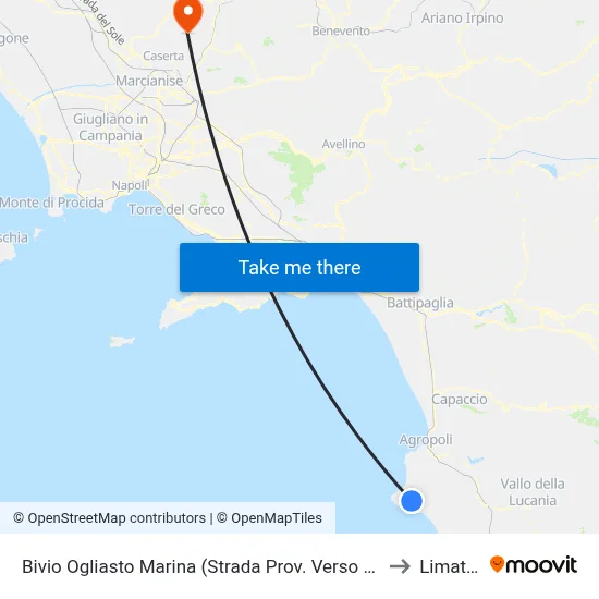 Bivio Ogliasto Marina (Strada Prov. Verso Agropoli) to Limatola map