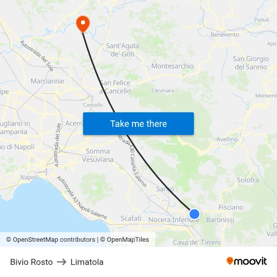 Bivio Rosto to Limatola map