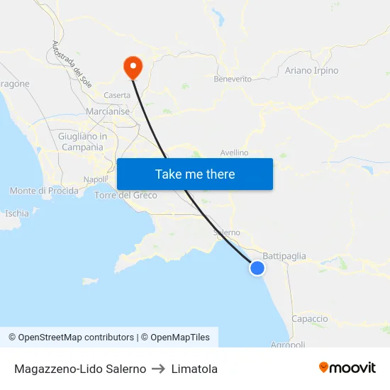 Magazzeno-Lido Salerno to Limatola map