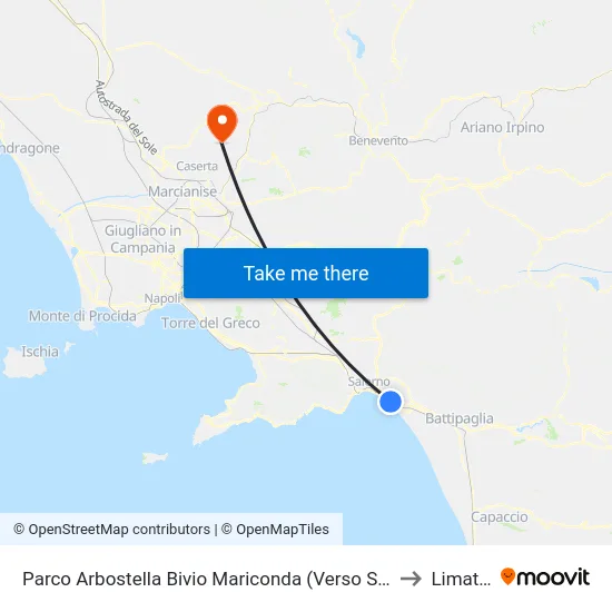 Parco Arbostella Bivio Mariconda (Verso S.Leonardo) to Limatola map