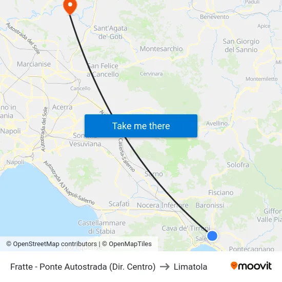 Fratte - Ponte Autostrada (Dir. Centro) to Limatola map