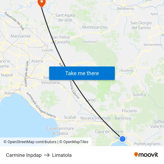 Carmine Inpdap to Limatola map