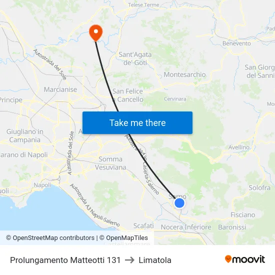 Prolungamento Matteotti 131 to Limatola map