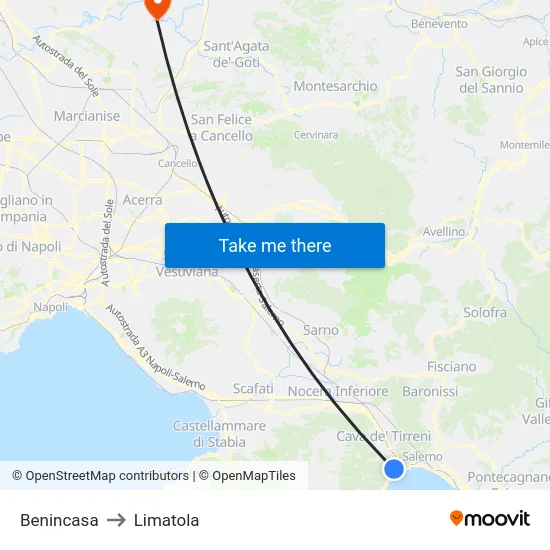 Benincasa to Limatola map