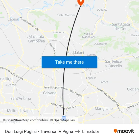 Don Luigi Puglisi - Traversa IV Pigna to Limatola map