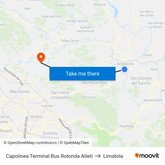 Capolinea Terminal Bus Rotonda Atleti to Limatola map