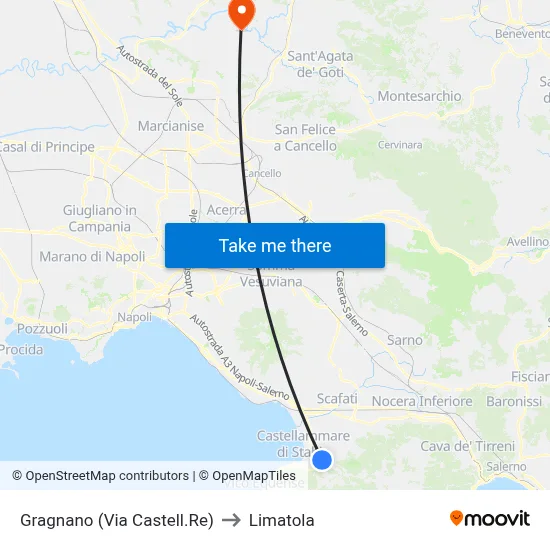 Gragnano (Castellammare Road) to Limatola map