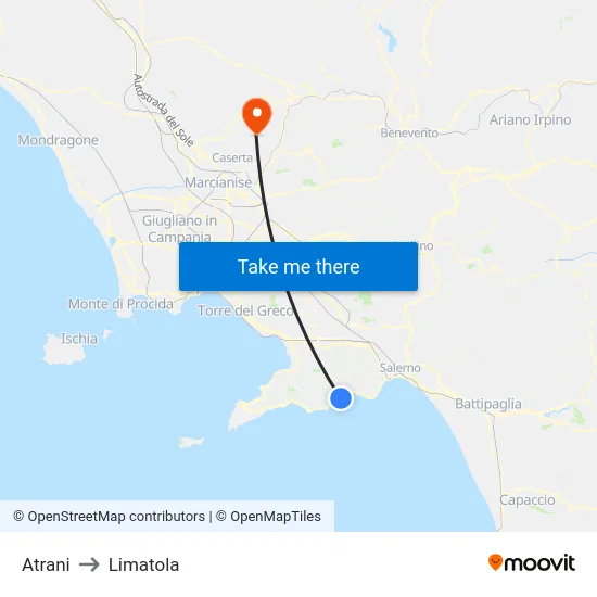 Atrani to Limatola map