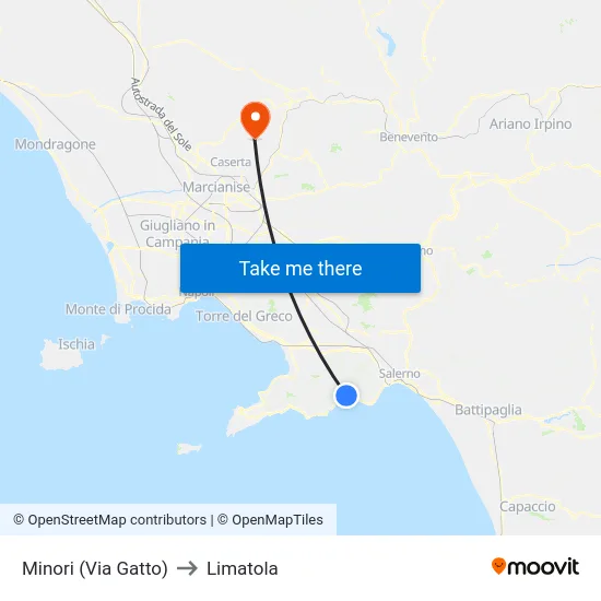 Minori (Via Gatto) to Limatola map