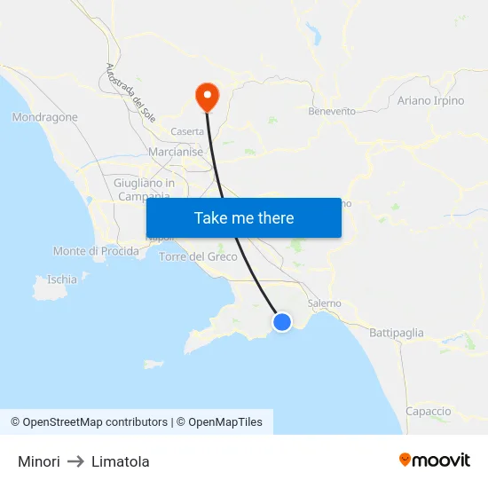 Minori to Limatola map