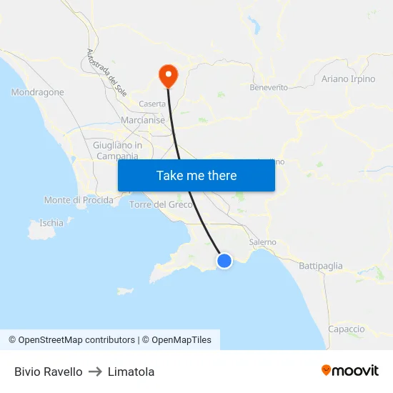 Bivio Ravello to Limatola map