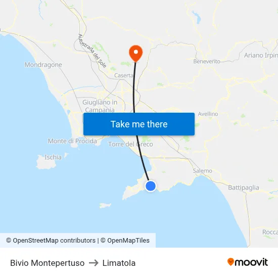 Montepertuso Junction to Limatola map