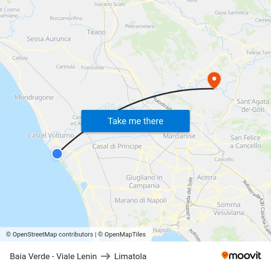 Baia Verde - Viale Lenin to Limatola map