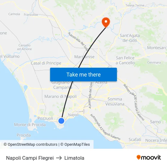 Napoli Campi Flegrei to Limatola map
