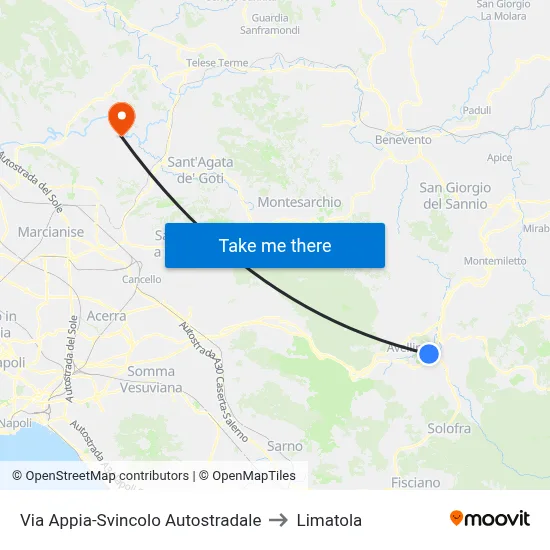 Via Appia-Svincolo Autostradale to Limatola map